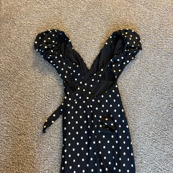 Abercrombie & Fitch Black Maxi Dress with White Polka Dots - Picture 3 of 4